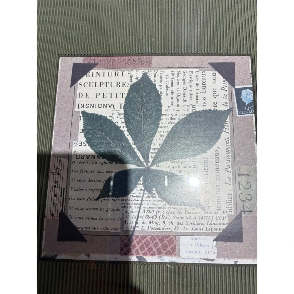 VTG Framed Leaf Wall Art Set of 3 Botanical Collage Prints Rustic‎ Decor Serene